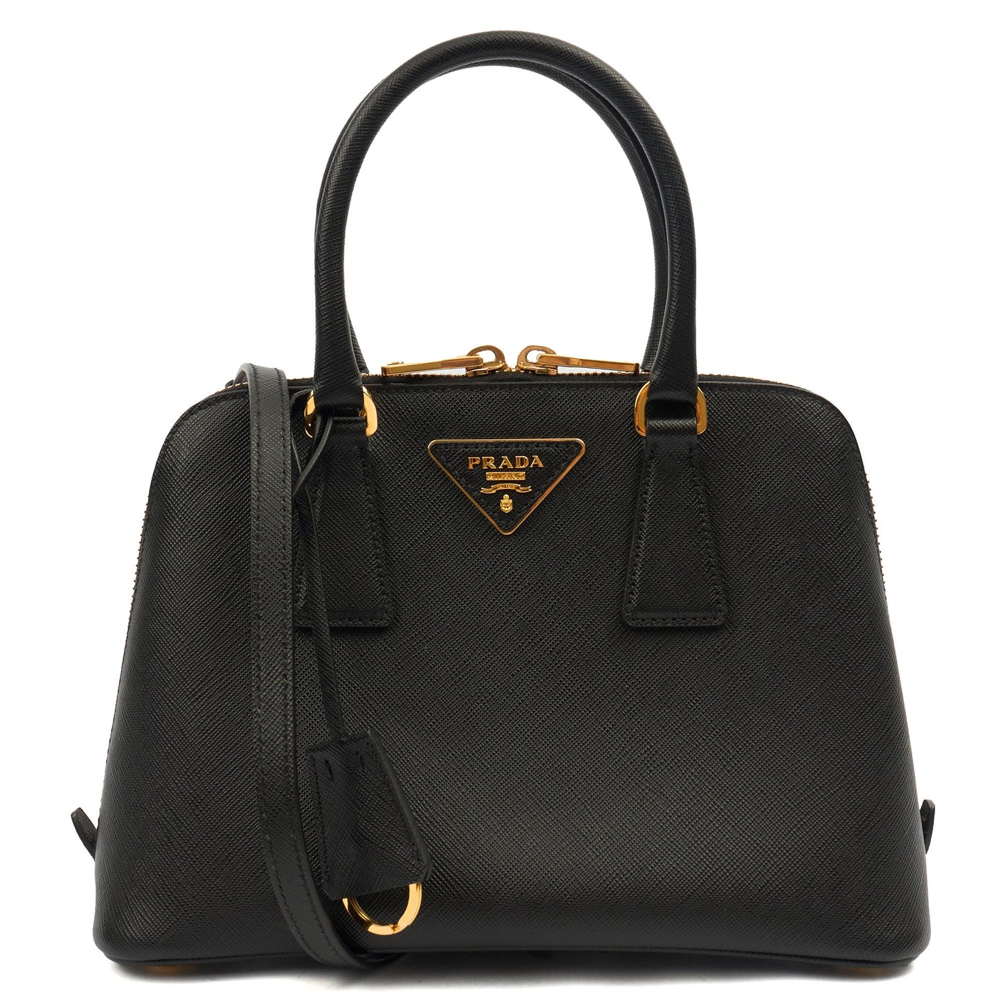 Prada Tote Promenade - Small in Black, Saffiano Leather — Front View