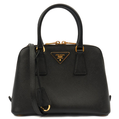 Prada Tote Promenade - Small in Black, Saffiano Leather — Front View
