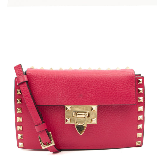 Valentino Cross Body Free Rockstud Bag - Small in Pink, Calfskin — Front View