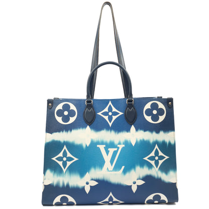 Louis Vuitton Tote On The Go GM in Blue, Leather — Front View