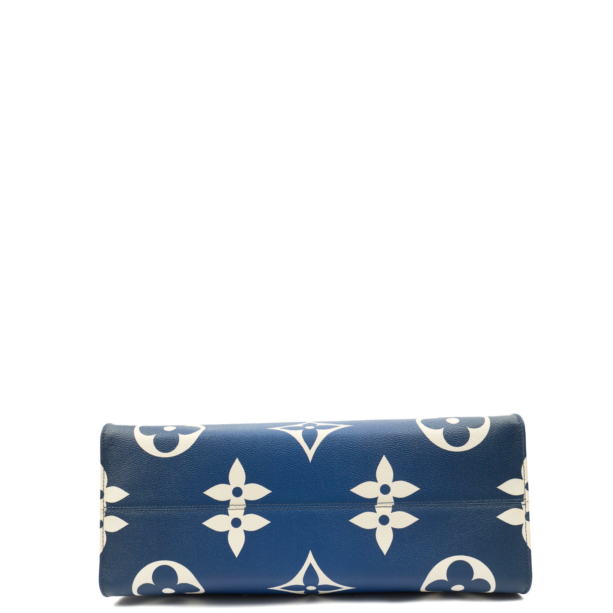 Louis Vuitton Tote On The Go GM in Blue, Leather — Detail View