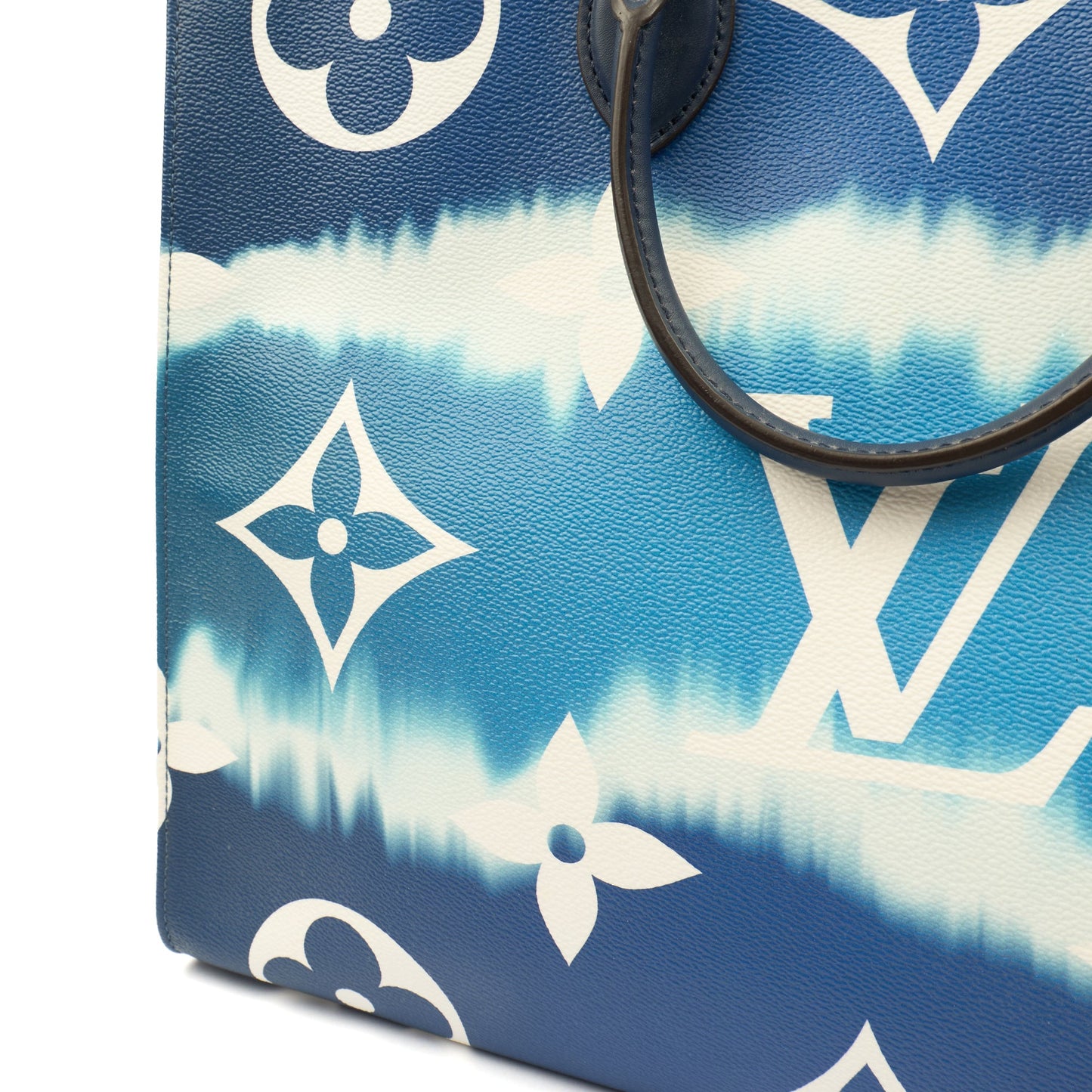 Louis Vuitton Tote On The Go GM in Blue, Leather — Lifestyle View