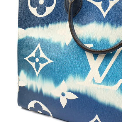 Louis Vuitton Tote On The Go GM in Blue, Leather — Lifestyle View