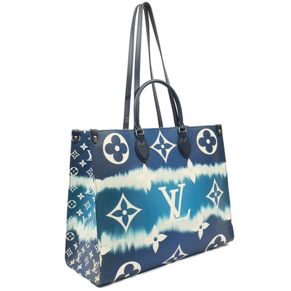 Louis Vuitton Tote On The Go GM in Blue, Leather — Back View