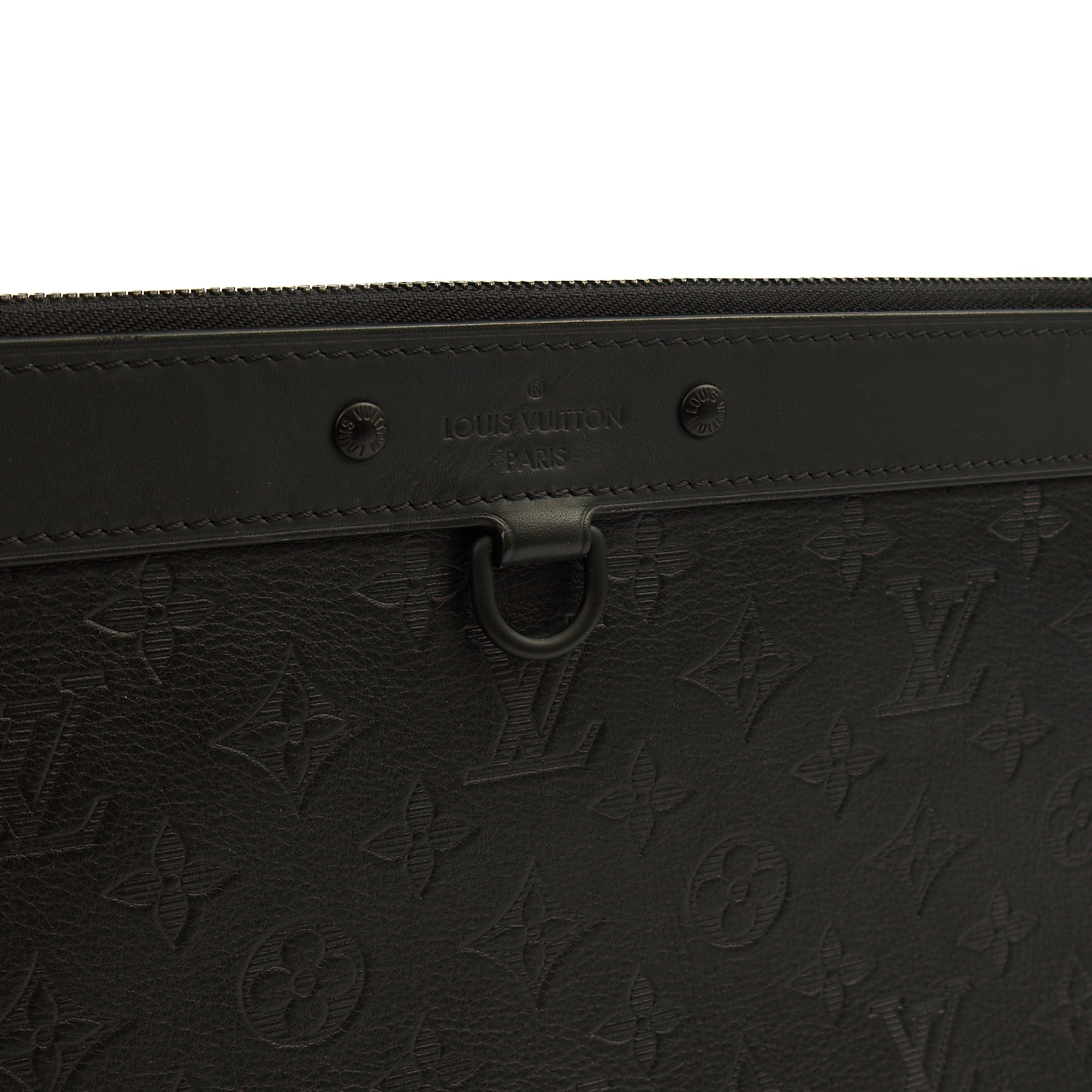 Louis Vuitton Clutch Pochette Discovery in Black, Leather — Side View