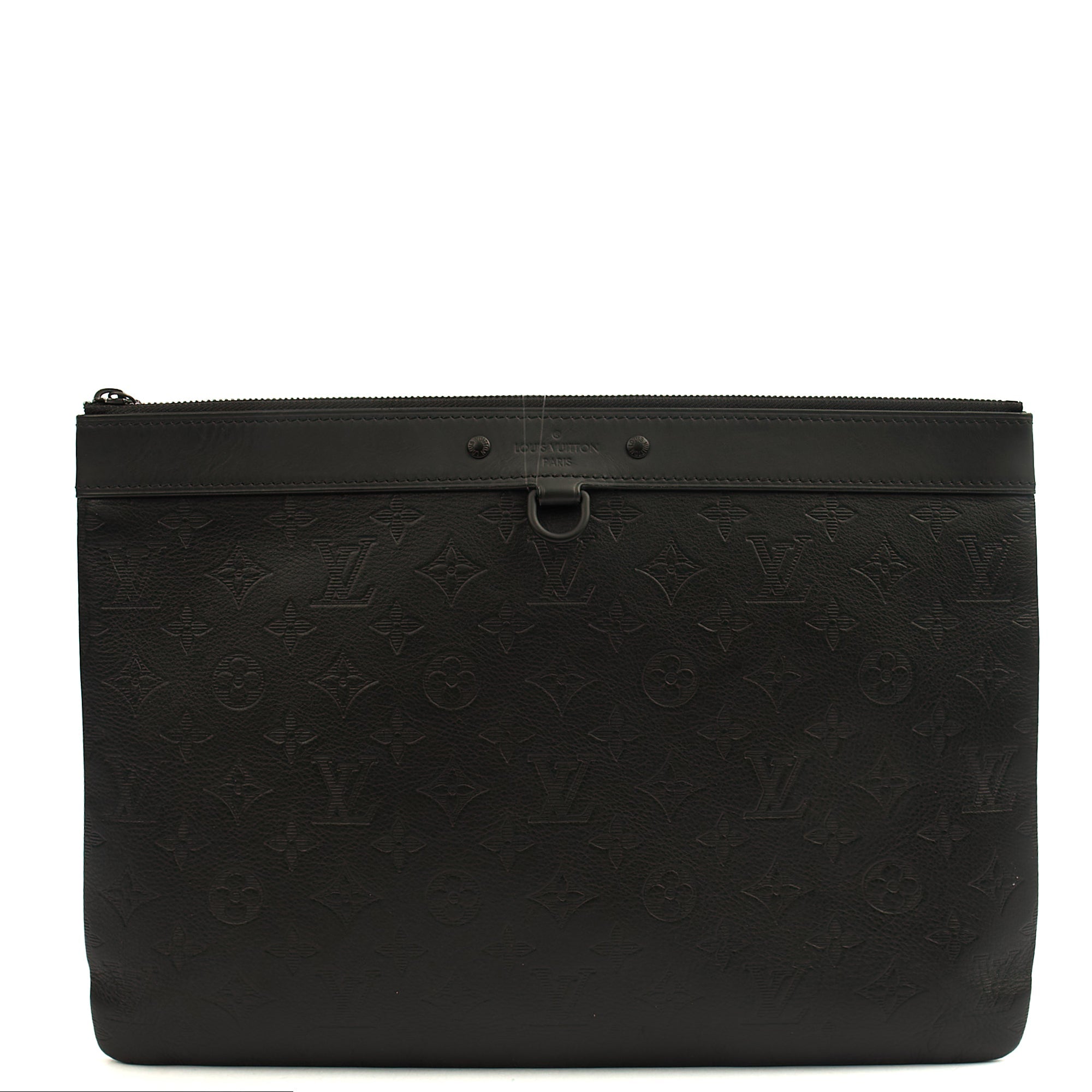 Louis Vuitton Clutch Pochette Discovery in Black, Leather — Front View