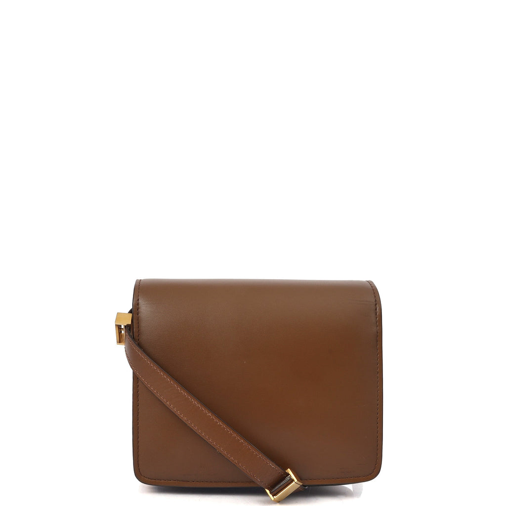 Celine Shoulder Bag Box Bag - Small in Brown, Leather — Back View
