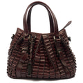 Burberry Tote Shoulder Bag in Burgandy, Leather — Front View