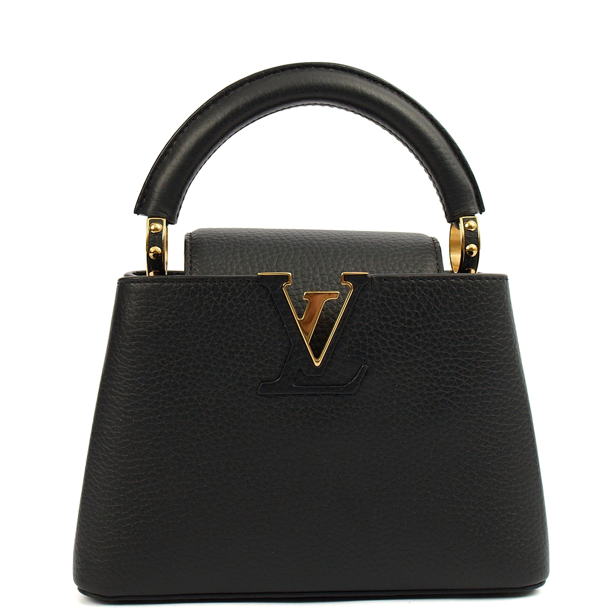 Louis Vuitton Mini Bag Capucines Mini in Black, Taurillon Leather — Front View