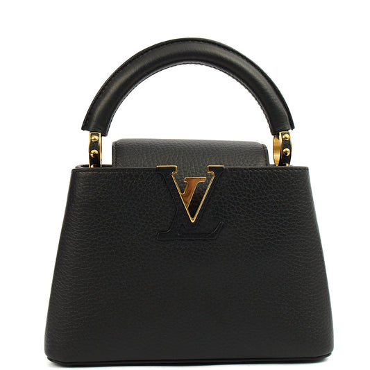 Louis Vuitton Mini Bag Capucines Mini in Black, Taurillon Leather — Front View
