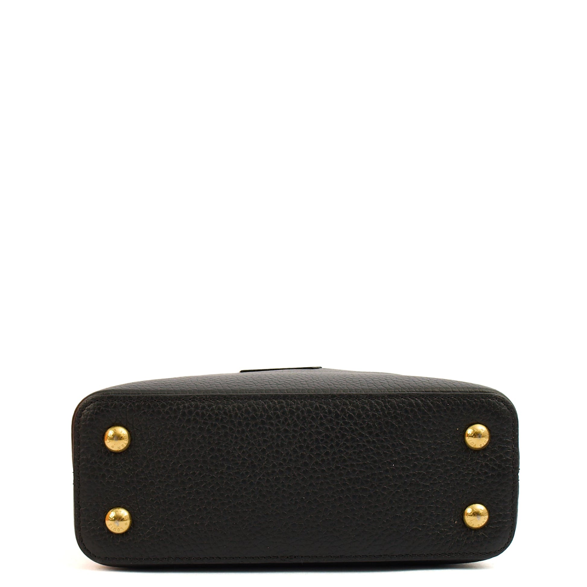 Louis Vuitton Mini Bag Capucines Mini in Black, Taurillon Leather — Detail View