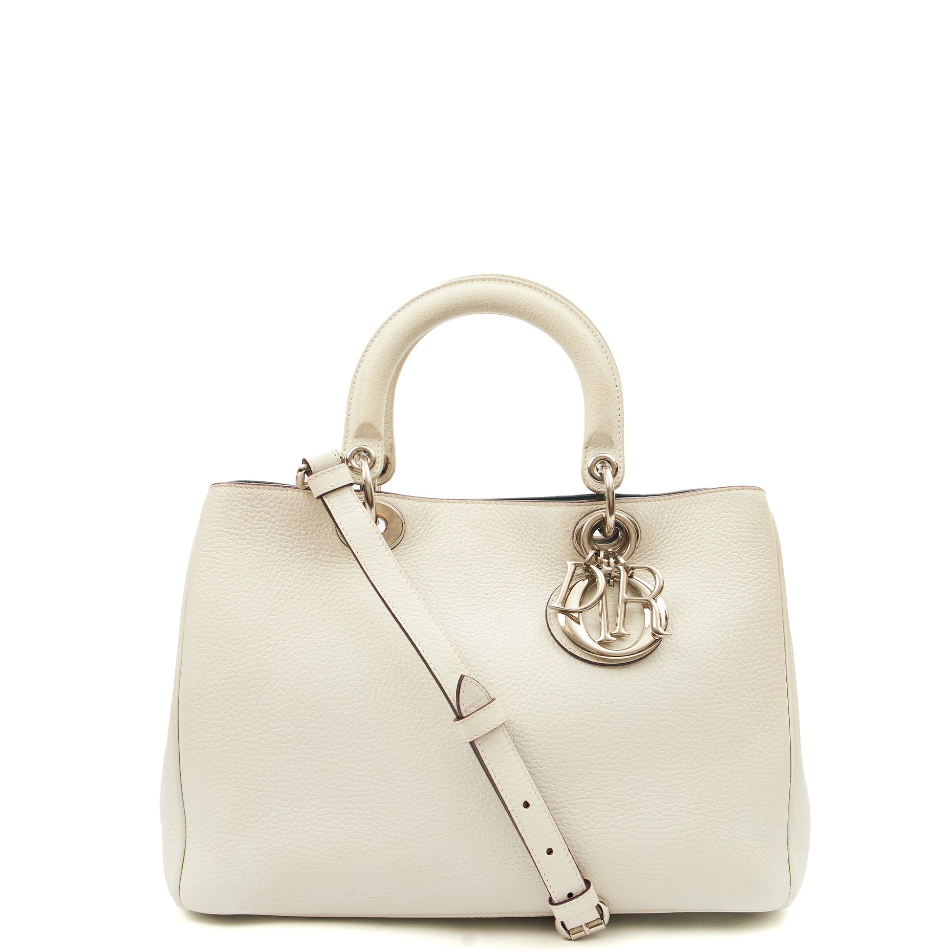Christian Dior Tote Diorissimo - Small in White, Calfskin — Front View