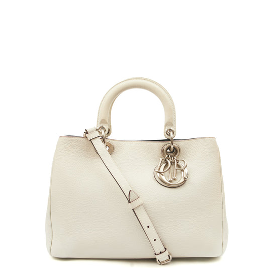 Christian Dior Tote Diorissimo - Small in White, Calfskin — Front View