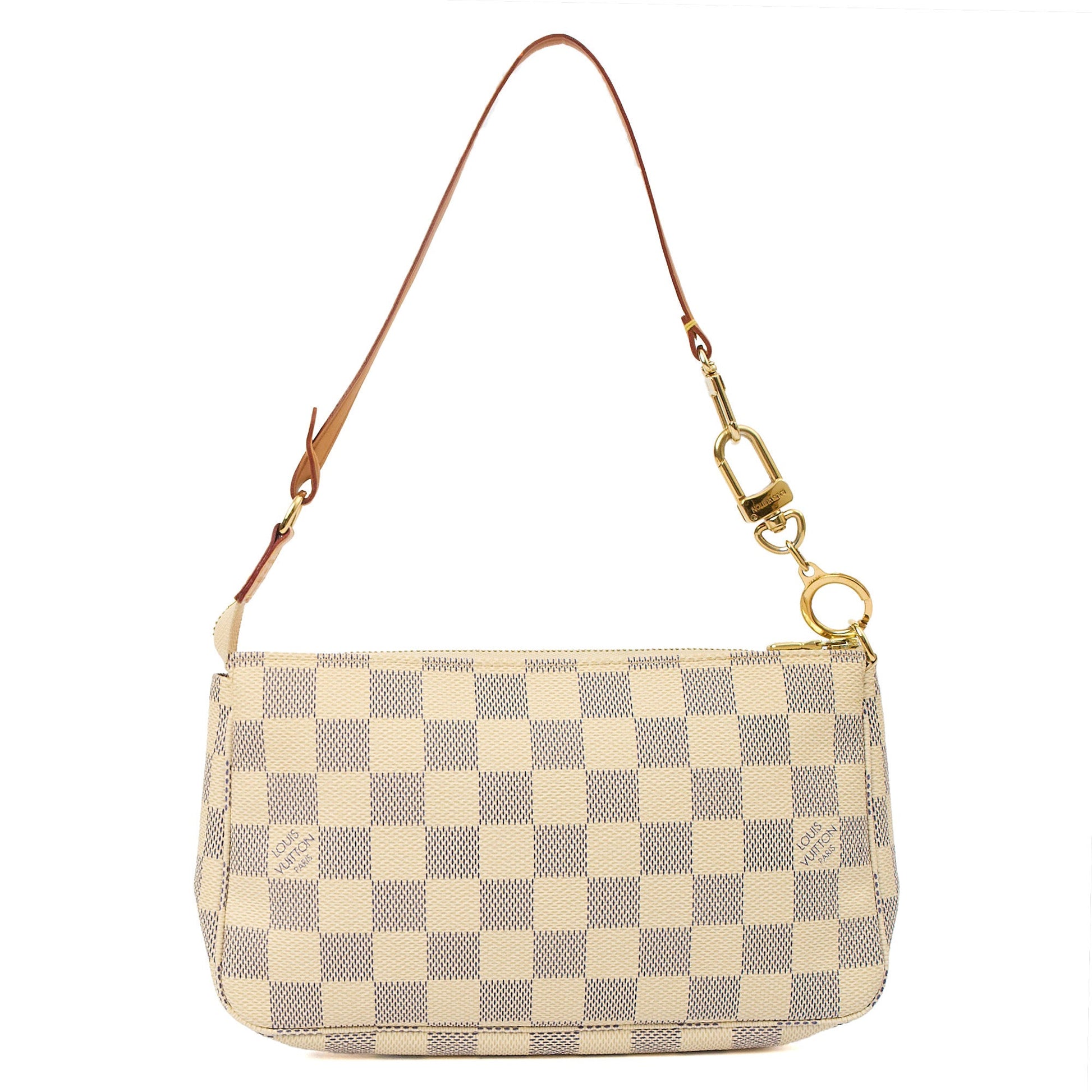 Louis Vuitton Shoulder Bag Pochette in Damier Azur, Canvas — Top View