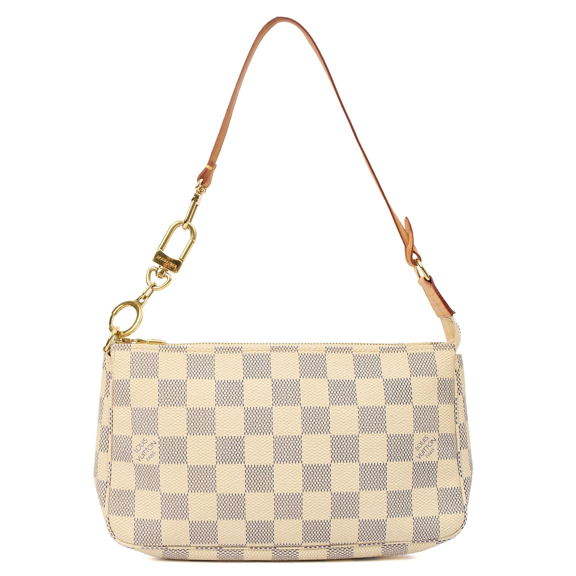 Louis Vuitton Shoulder Bag Pochette in Damier Azur, Canvas — Front View