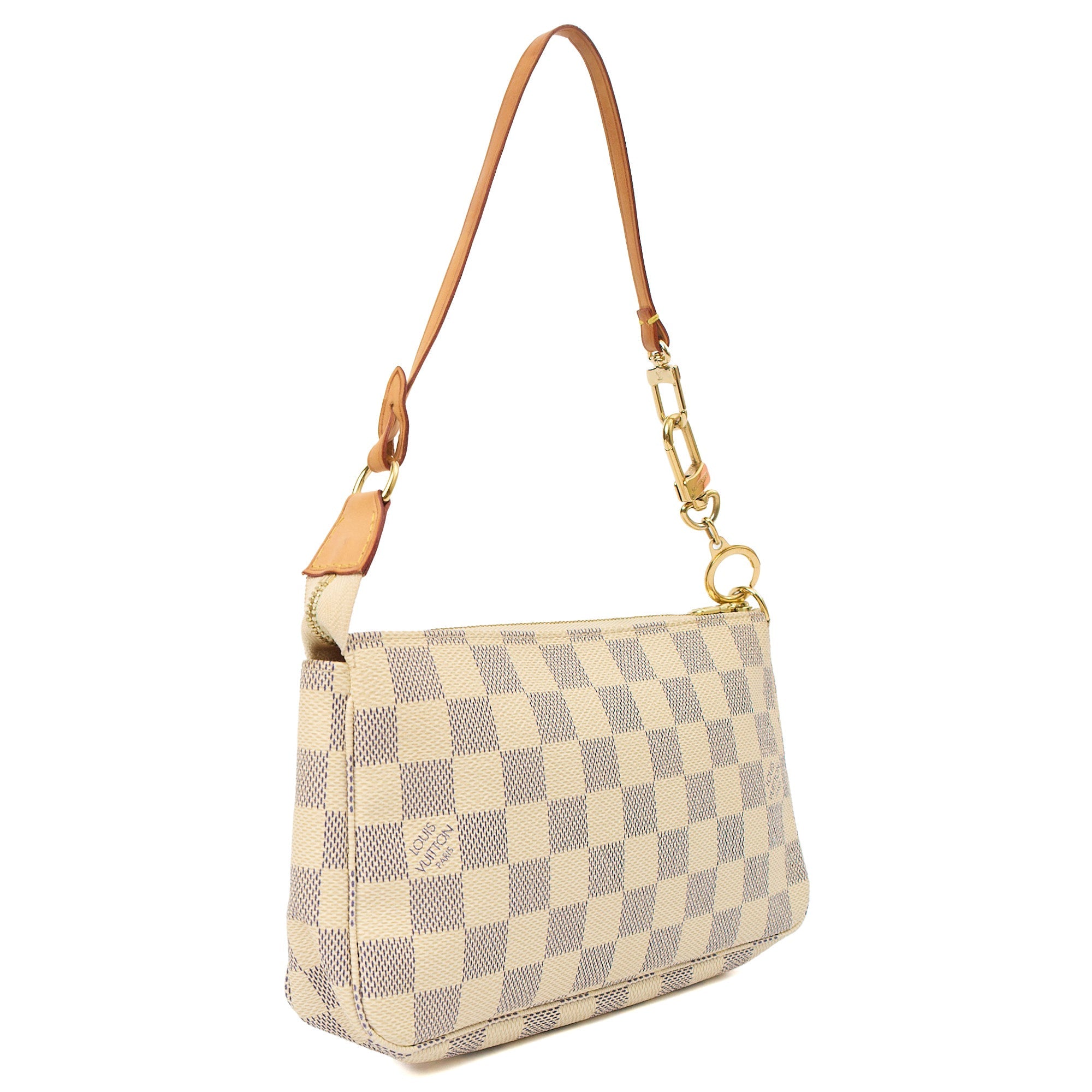Louis Vuitton Shoulder Bag Pochette in Damier Azur, Canvas — Back View