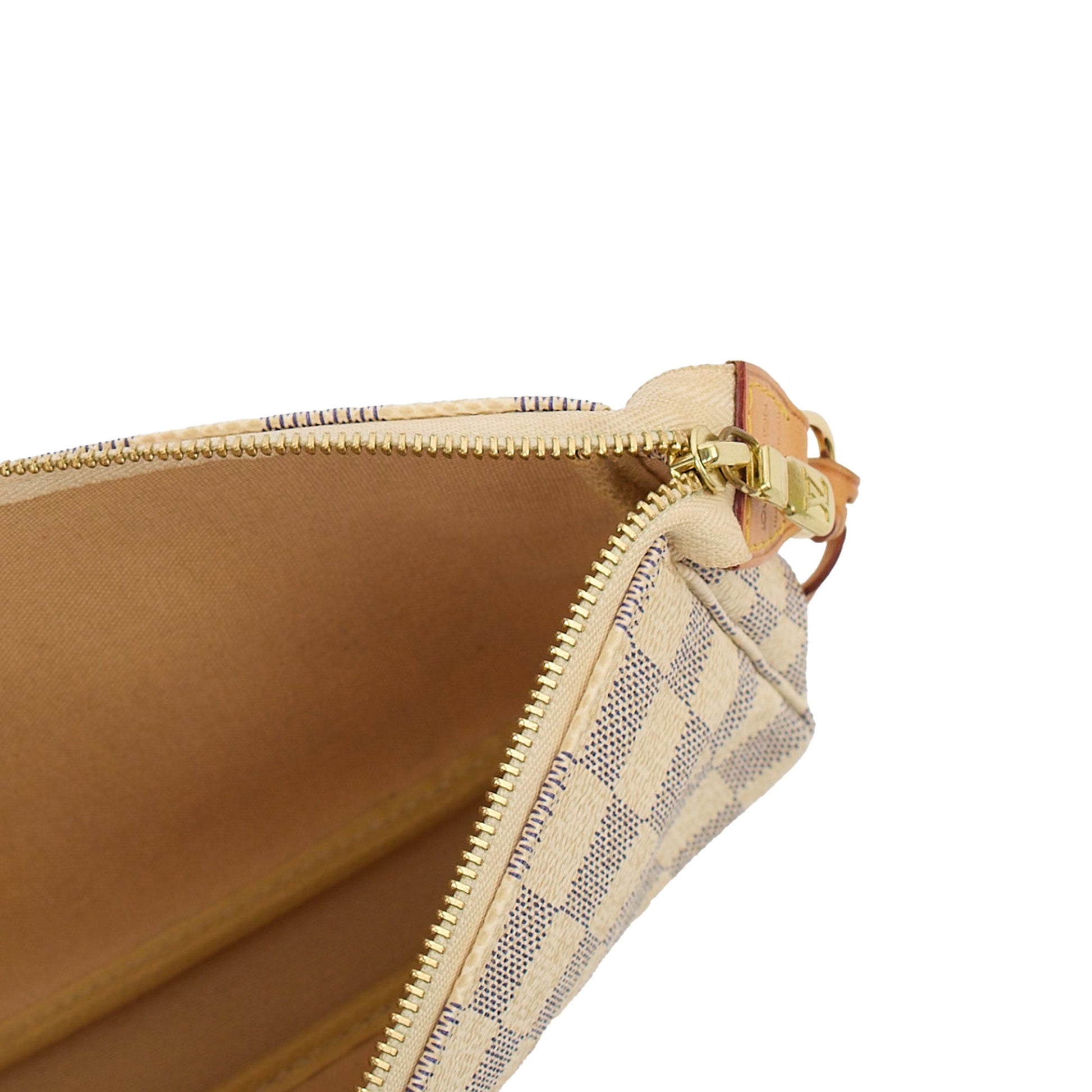 Louis Vuitton Shoulder Bag Pochette in Damier Azur, Canvas — Lifestyle View