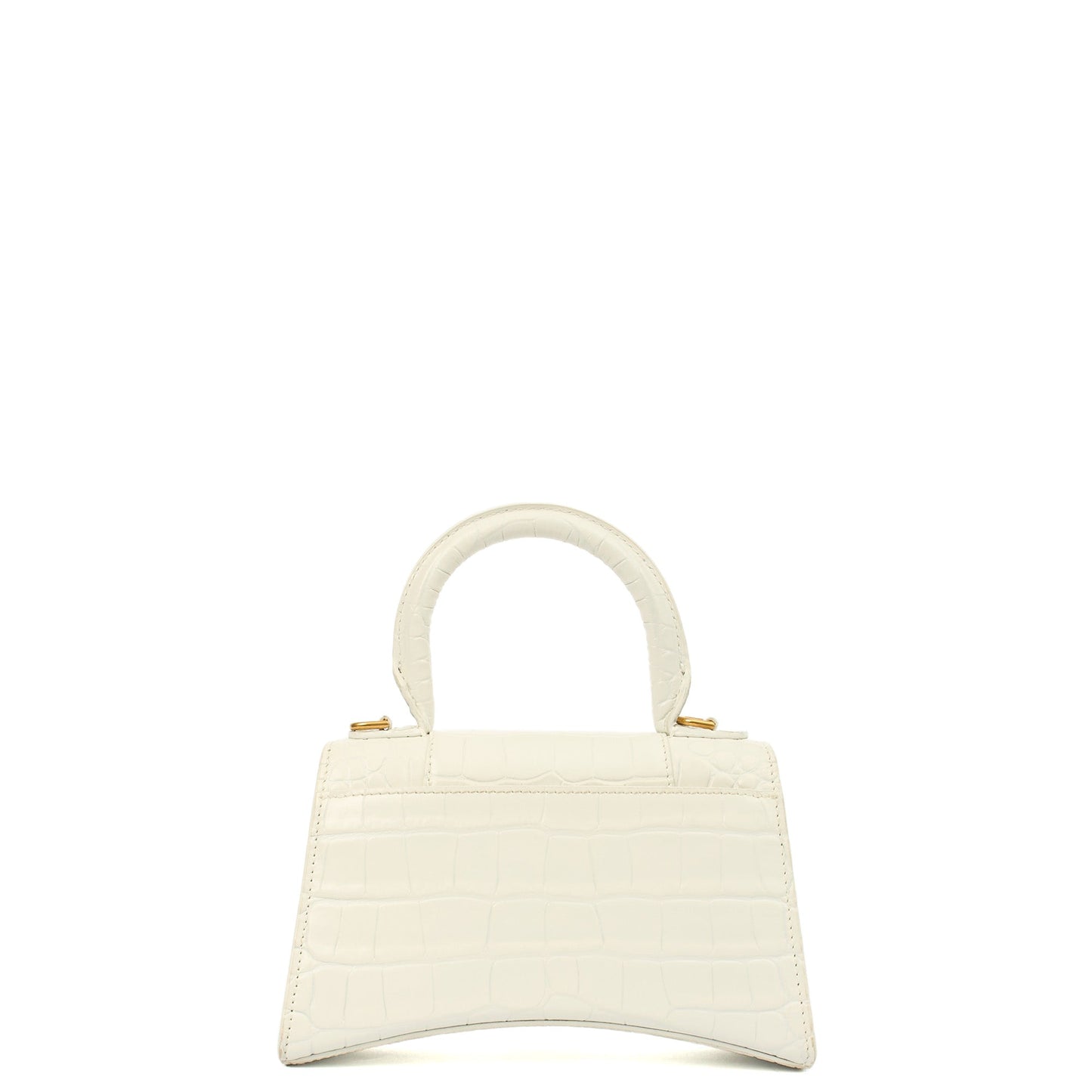 Balenciaga Top Handle Hourglass Top Handle XS in White, Exotic Effect Leather — Back View