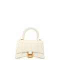 Balenciaga Top Handle Hourglass Top Handle XS in White, Exotic Effect Leather — Front View