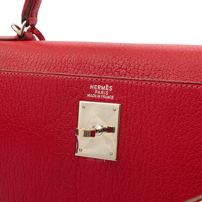 Hermes Kelly 32 in Rouge Casaque, Chevre de Coromandel Leather — Alternate View 11