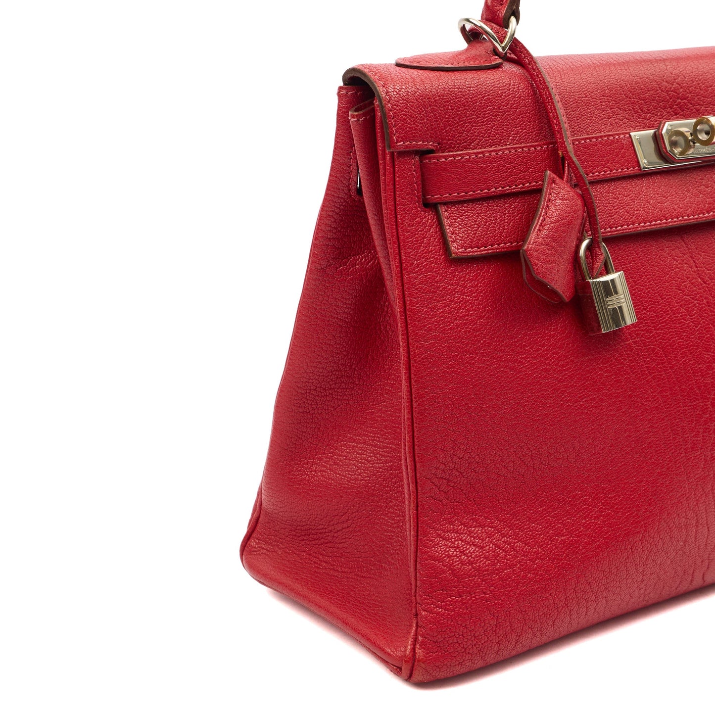 Hermes Kelly 32 in Rouge Casaque, Chevre de Coromandel Leather — Alternate View 7