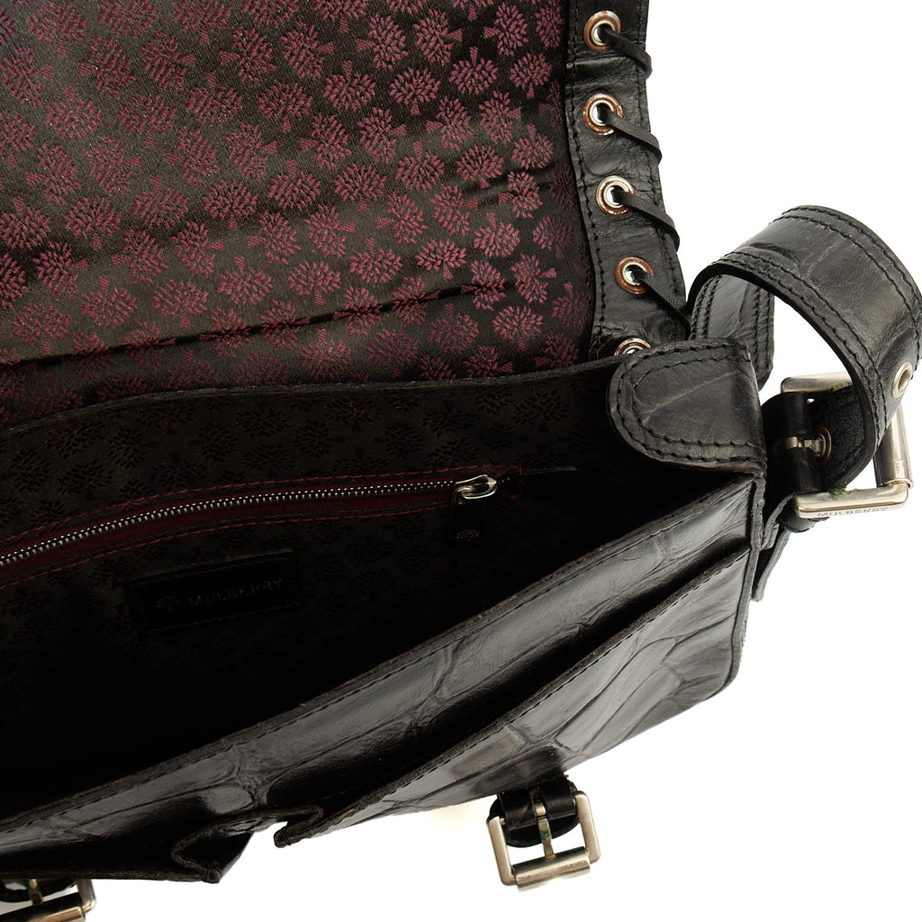 Mulberry Shoulder Bag Vintage Shoulder Bag in Black, Exotic Effect Leather — Alternate View 11