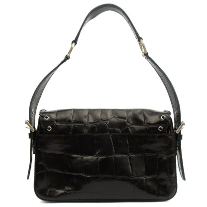 Mulberry Shoulder Bag Vintage Shoulder Bag in Black, Exotic Effect Leather — Alternate View 9