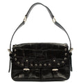 Mulberry Shoulder Bag Vintage Shoulder Bag in Black, Exotic Effect Leather — Front View