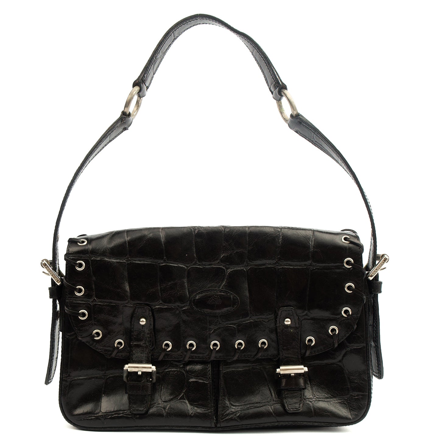 Mulberry Shoulder Bag Vintage Shoulder Bag in Black, Exotic Effect Leather — Alternate View 7