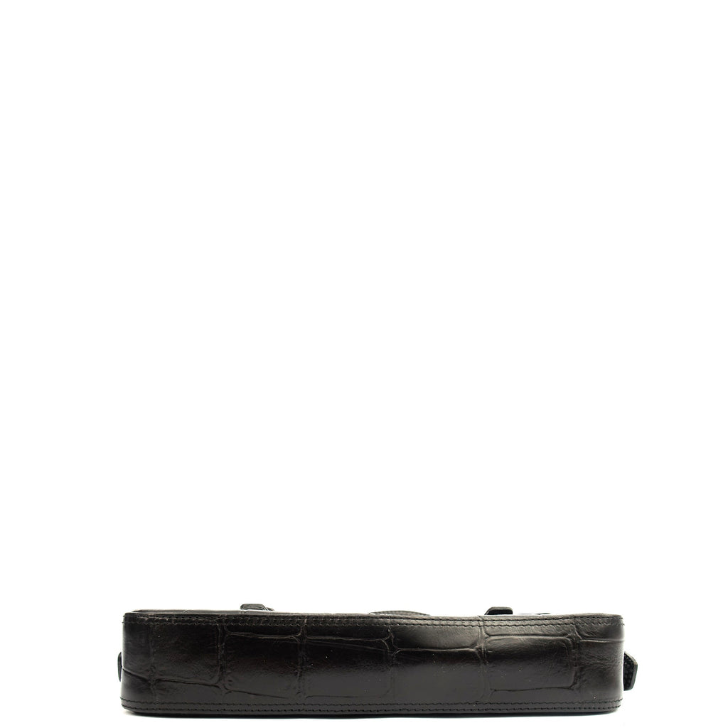 Mulberry Shoulder Bag Vintage Shoulder Bag in Black, Exotic Effect Leather — Top View