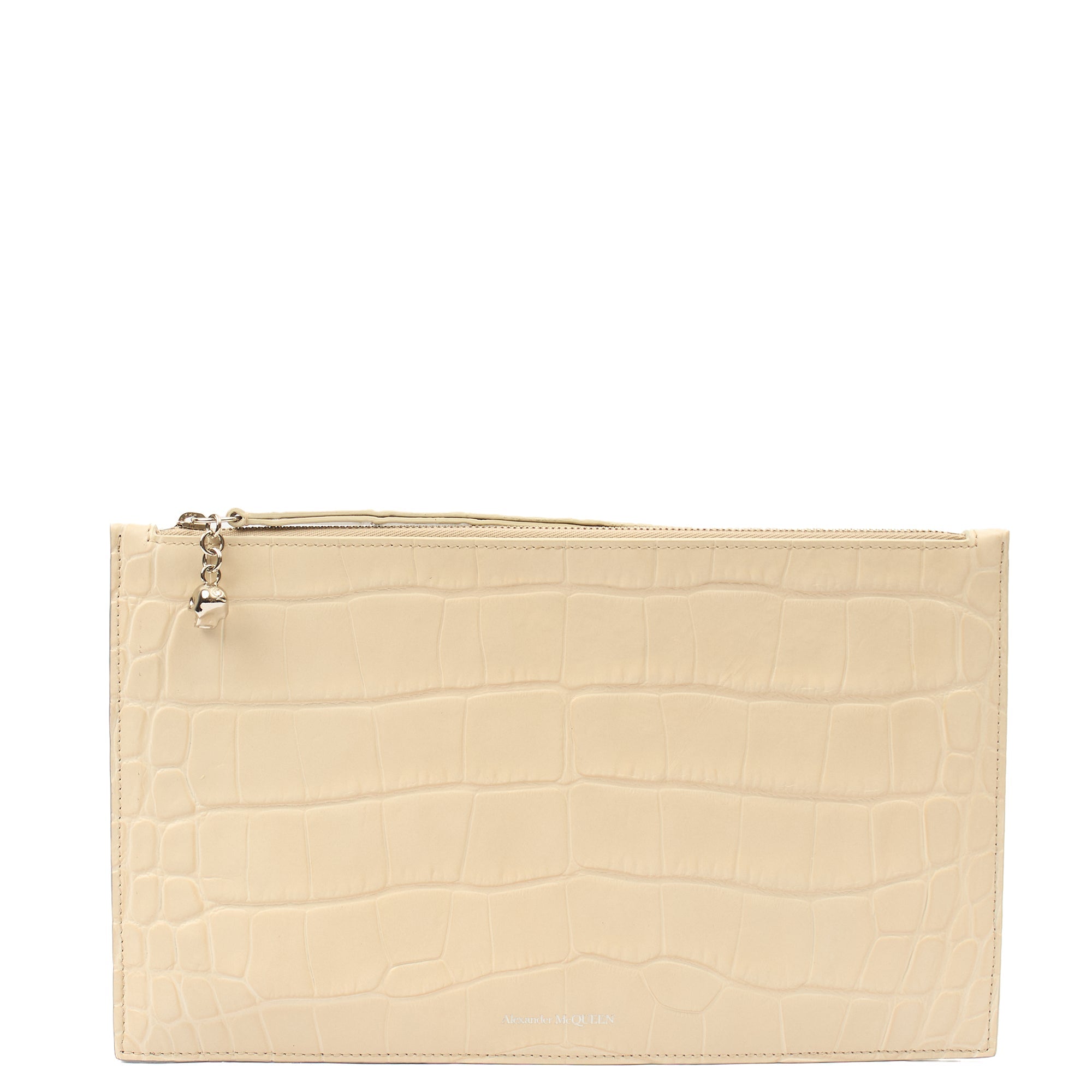 Alexander McQueen Clutch Clutch  in Neutral, Exotic Effect Leather — Front View