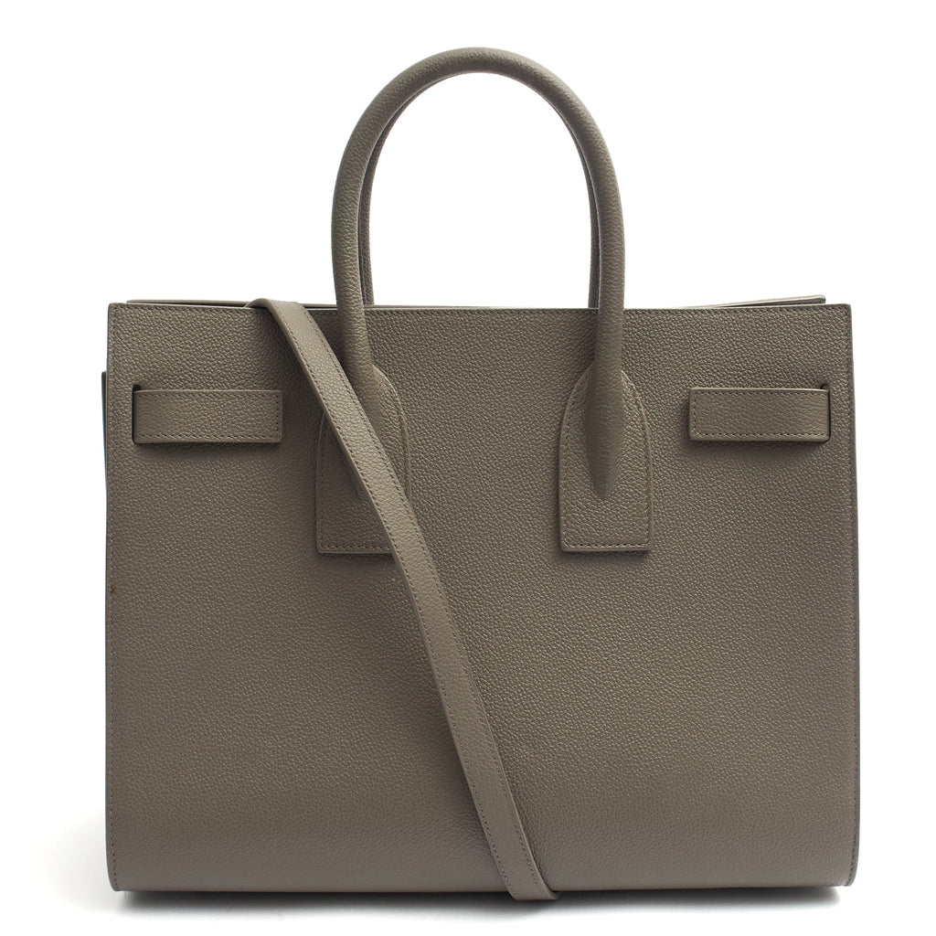 Saint Laurent Tote Sac de Jour in Grey, Calfskin Leather — Back View