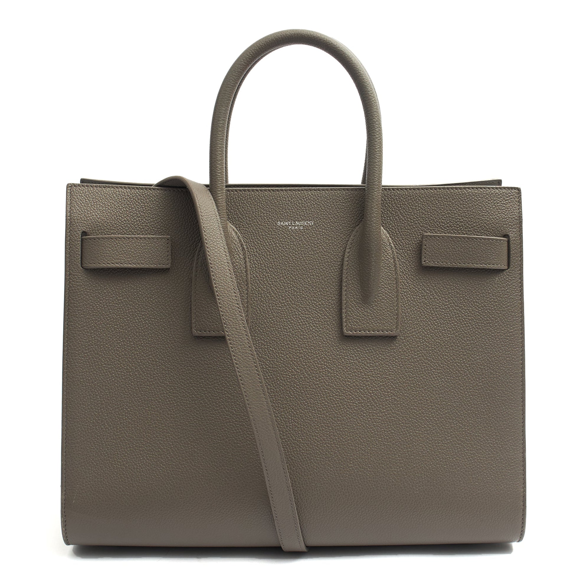 Saint Laurent Tote Sac de Jour in Grey, Calfskin Leather — Front View