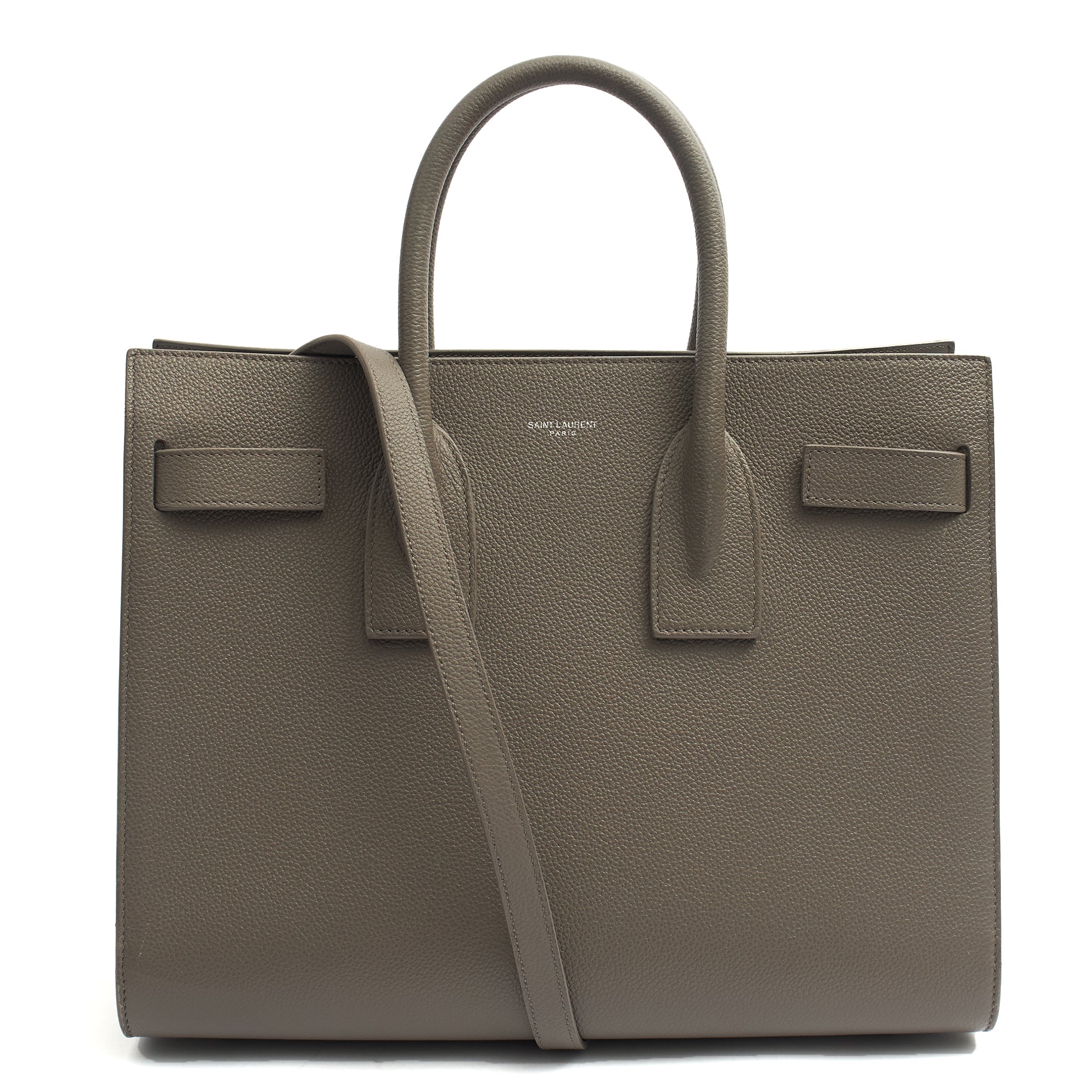 Saint Laurent Tote Sac de Jour in Grey, Calfskin Leather — Front View