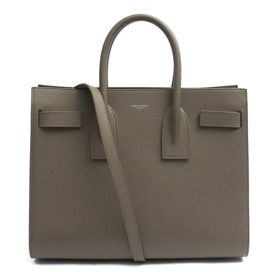 Saint Laurent Tote Sac de Jour in Grey, Calfskin Leather — Front View