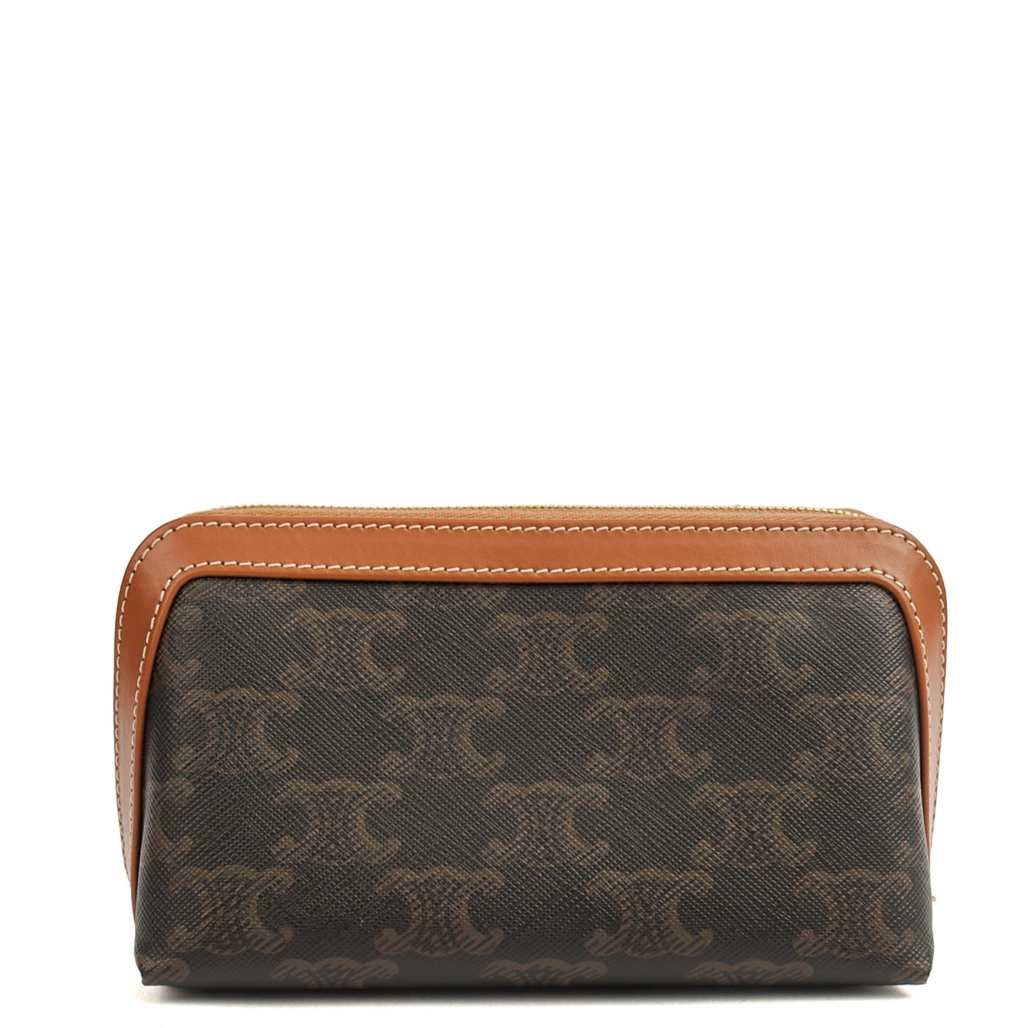 Celine Cosmetic Bag Zip Pouch in Brown, Box Calfskin — Alternate View 9