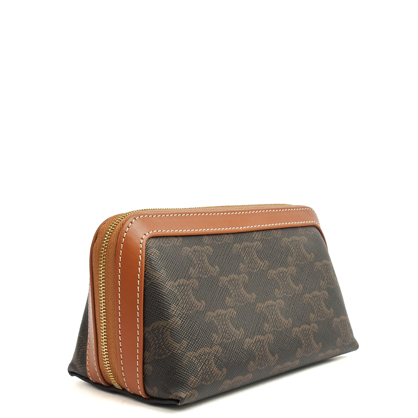 Celine Cosmetic Bag Zip Pouch in Brown, Box Calfskin — Alternate View 8