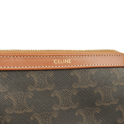 Celine Cosmetic Bag Zip Pouch in Brown, Box Calfskin — Top View