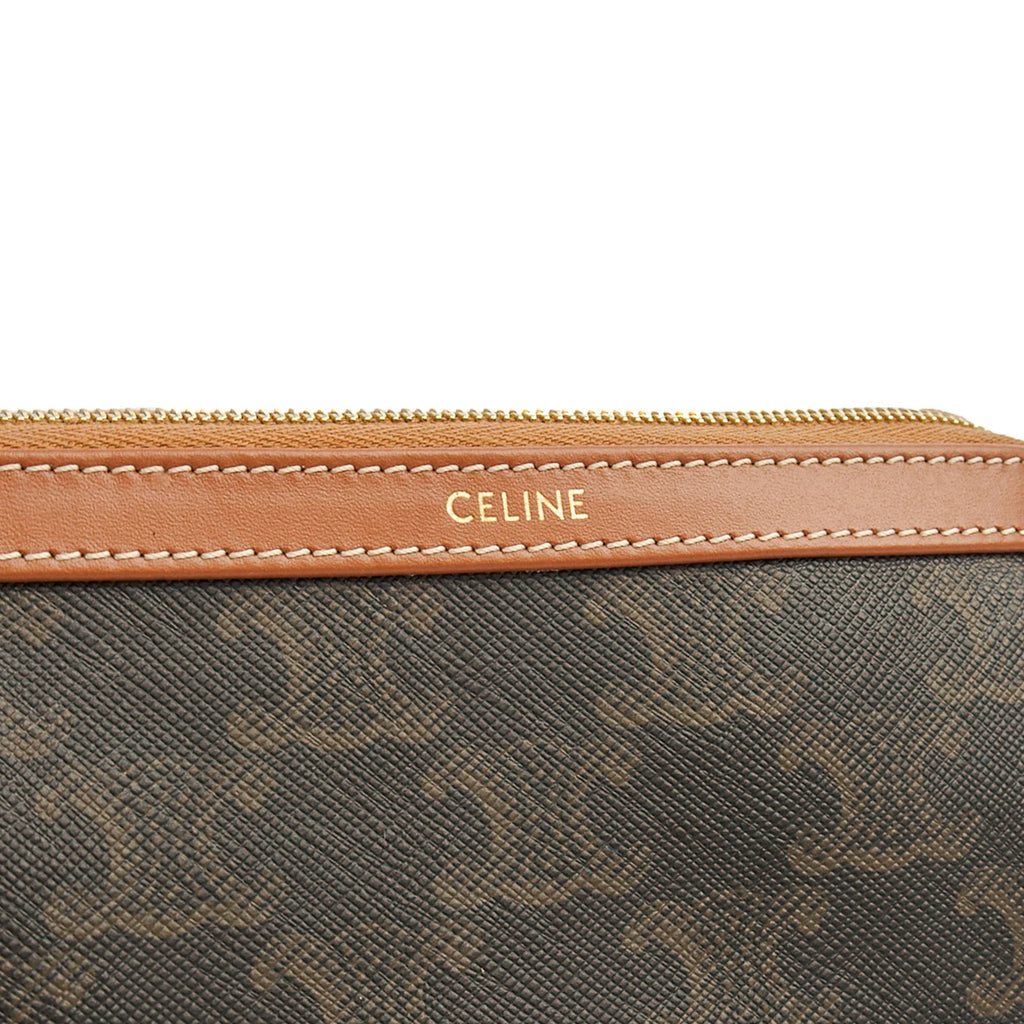 Celine Cosmetic Bag Zip Pouch in Brown, Box Calfskin — Alternate View 10