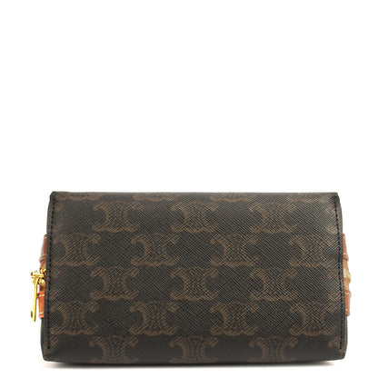Celine Cosmetic Bag Zip Pouch in Brown, Box Calfskin — Detail View