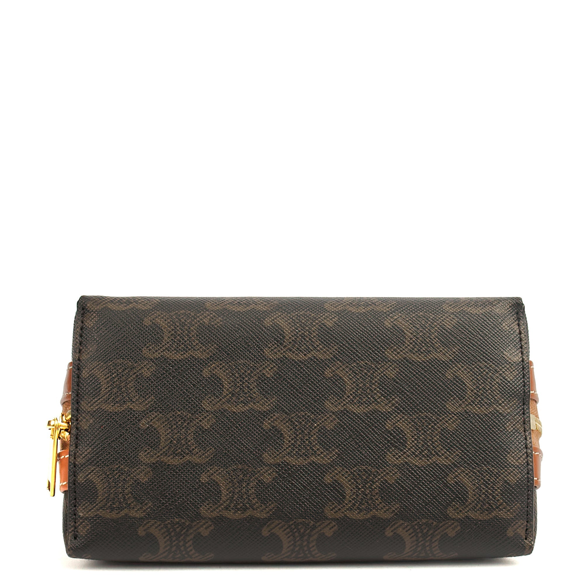 Celine Cosmetic Bag Zip Pouch in Brown, Box Calfskin — Alternate View 11