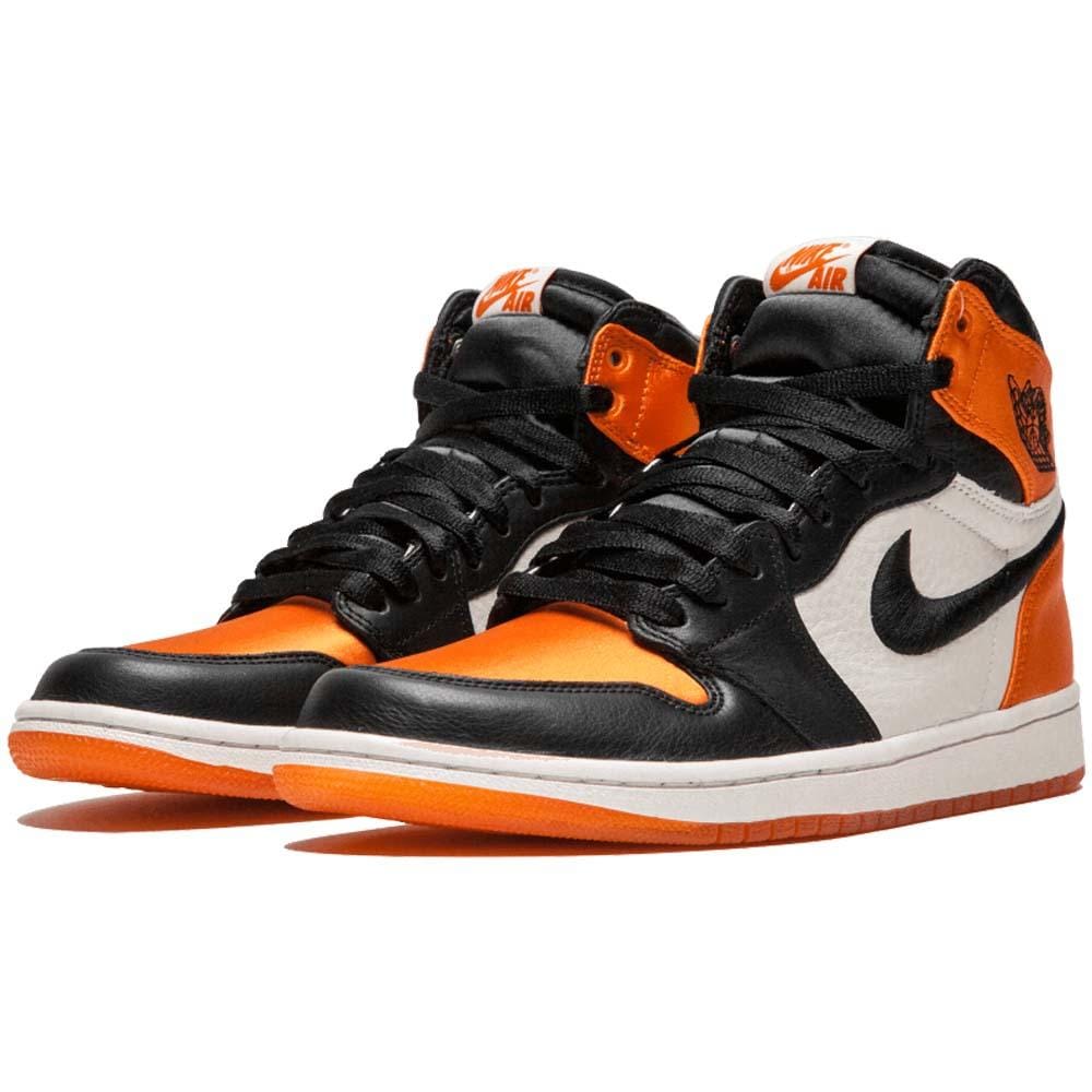 Air Jordan 1 WMNS Satin 'Shattered Backboard' Orange Black — UK 2.5 | EU 35.5 | US 5 — Side View