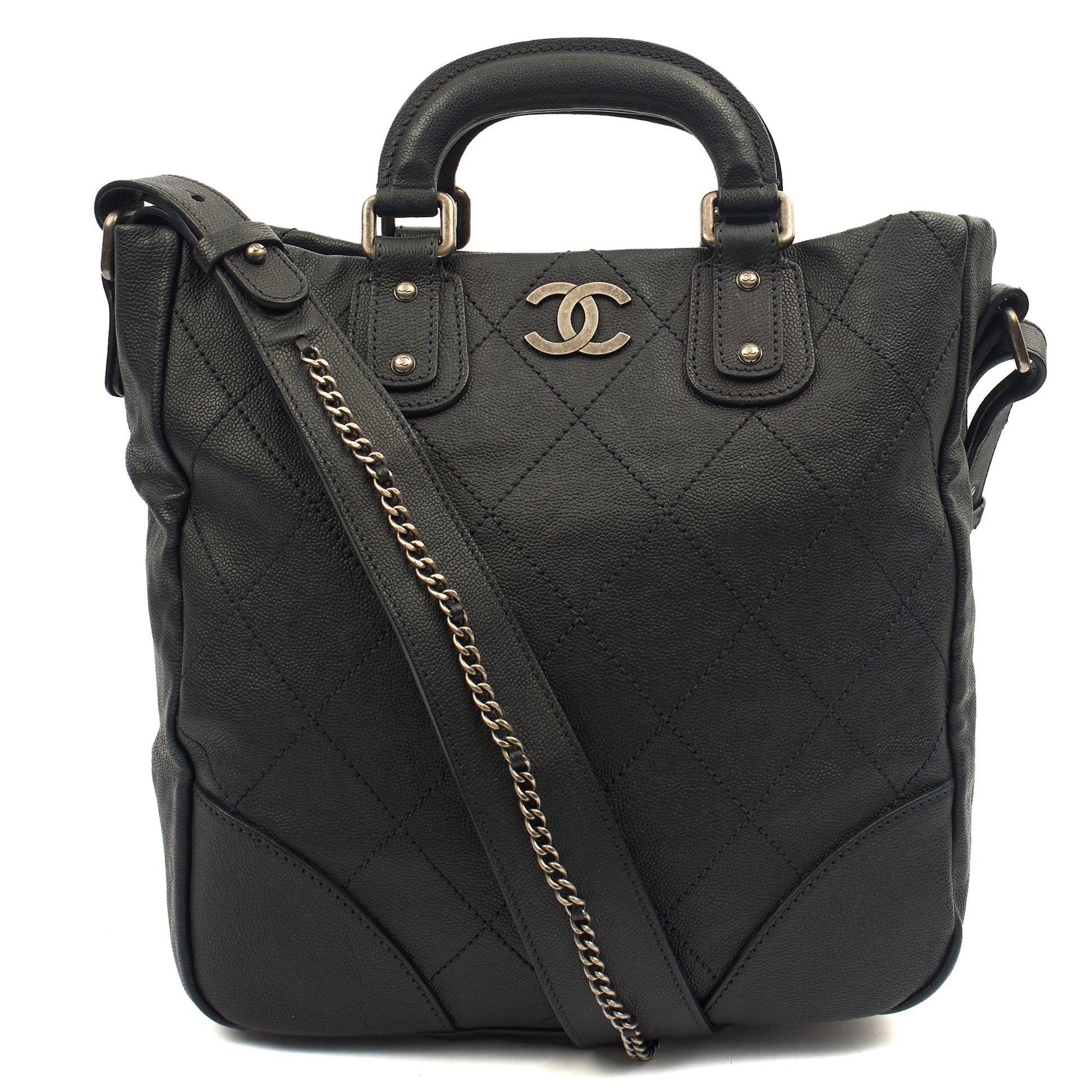 Chanel Tote Outdoor Ligne Bowler Bag in Black, Caviar Leather — Alternate View 17