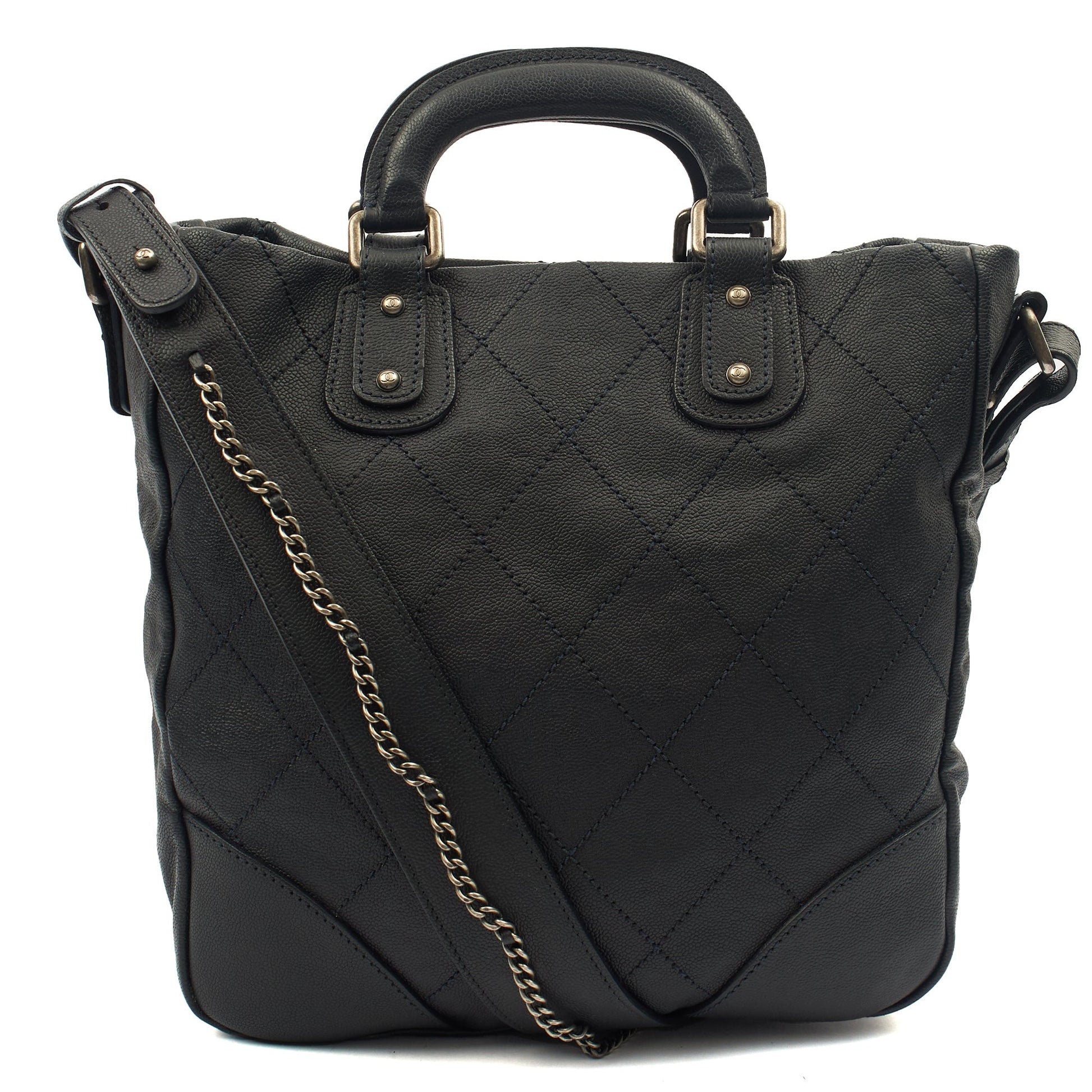 Chanel Tote Outdoor Ligne Bowler Bag in Black, Caviar Leather — Alternate View 19