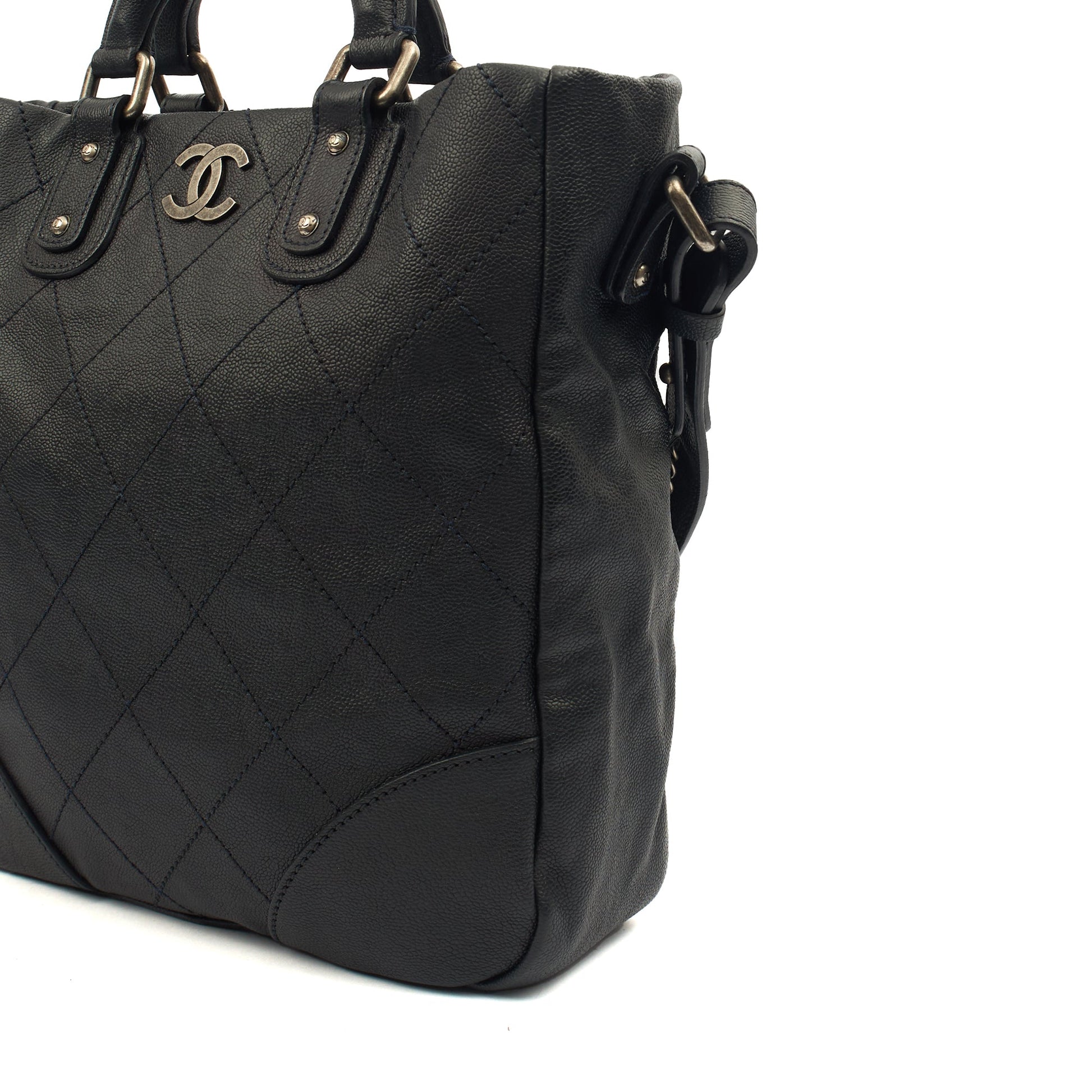 Chanel Tote Outdoor Ligne Bowler Bag in Black, Caviar Leather — Alternate View 13