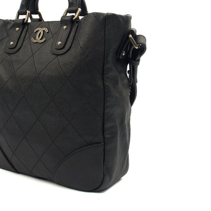 Chanel Tote Outdoor Ligne Bowler Bag in Black, Caviar Leather — Alternate View 13