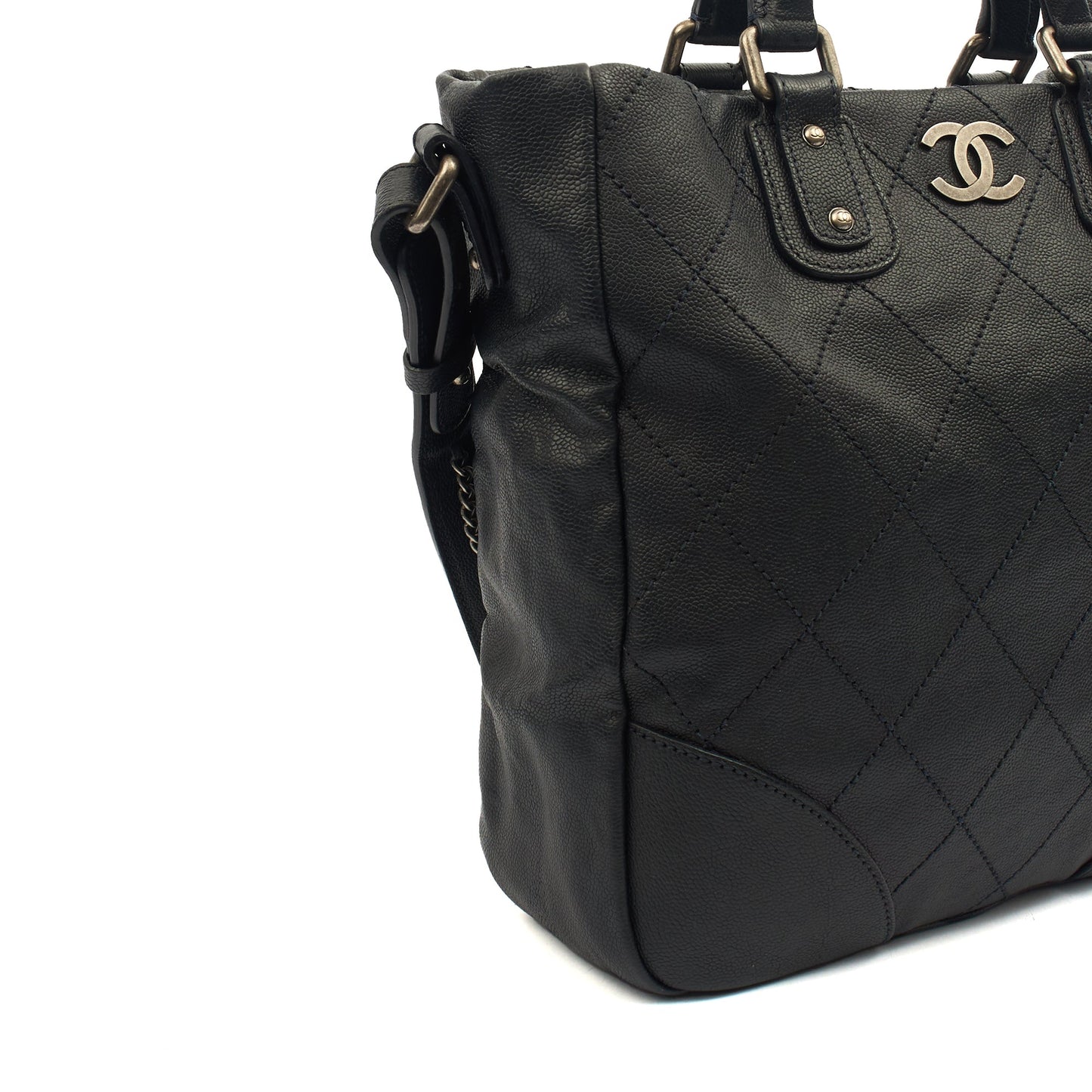 Chanel Tote Outdoor Ligne Bowler Bag in Black, Caviar Leather — Alternate View 7