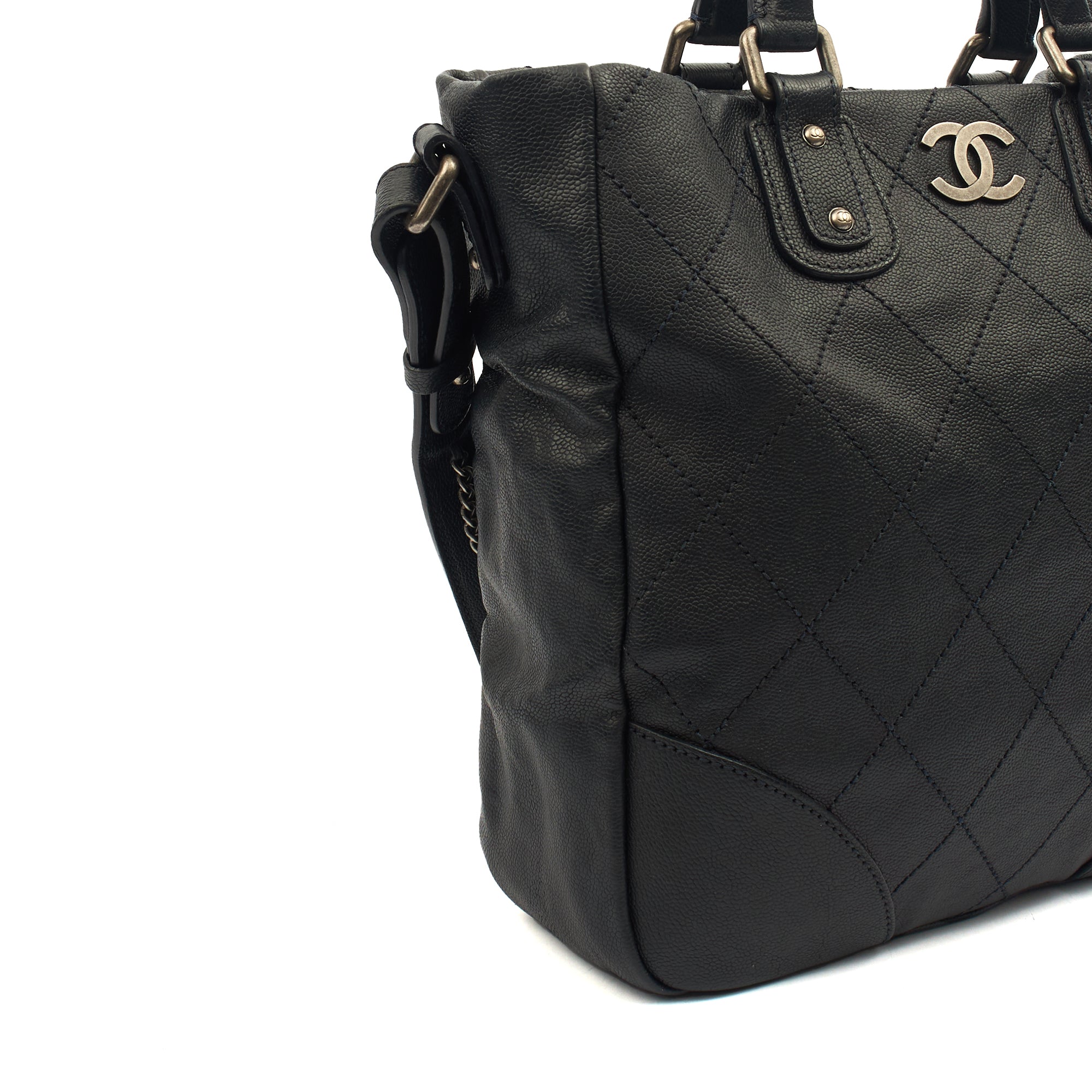 Chanel Tote Outdoor Ligne Bowler Bag in Black, Caviar Leather — Alternate View 7