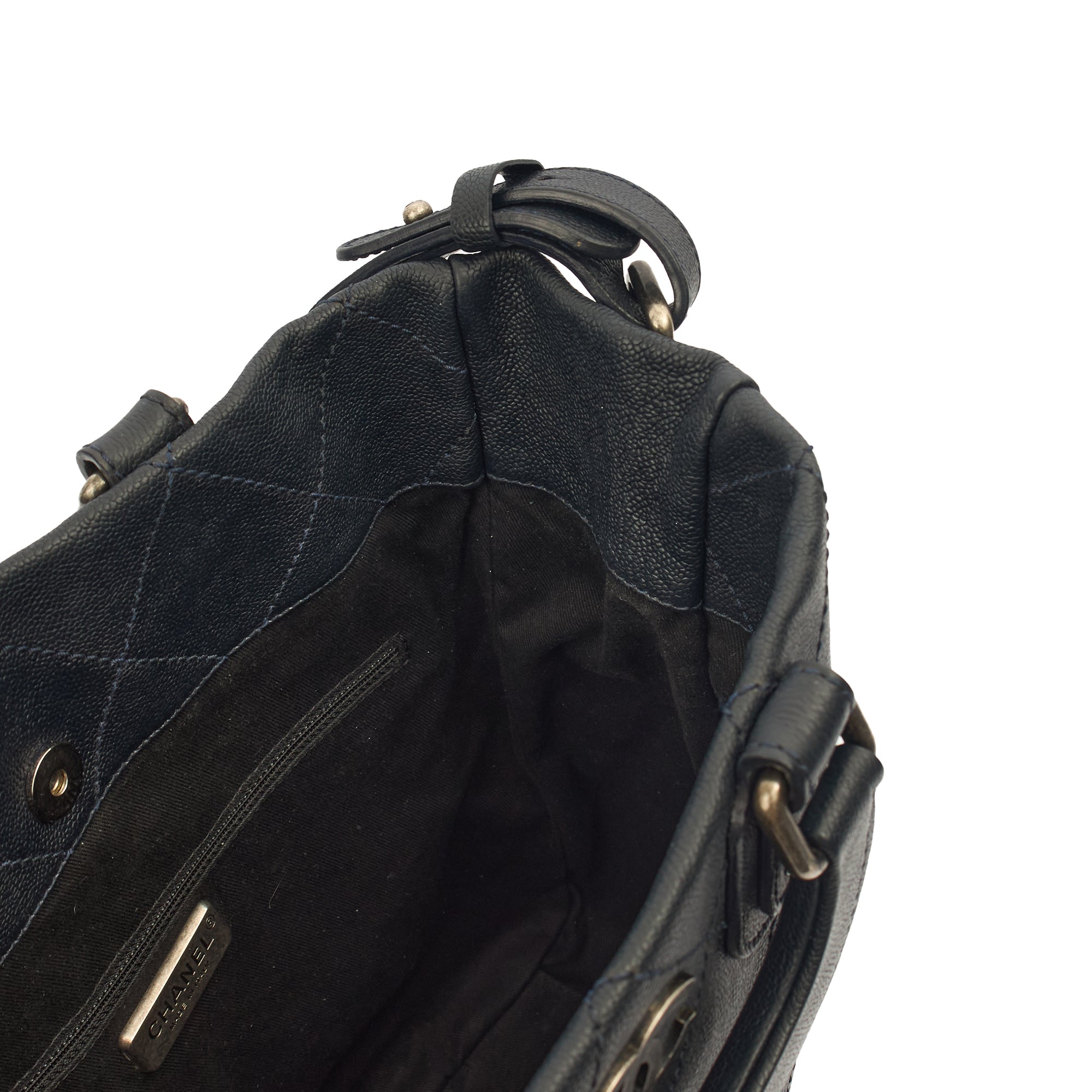 Chanel Tote Outdoor Ligne Bowler Bag in Black, Caviar Leather — Alternate View 16