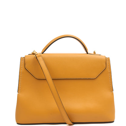 Mulberry Top Handle Seaton in Maize Yellow, Leather — Back View